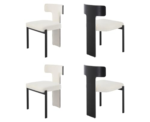 DAYALANE Esszimmerstühle 4er Set, Küchenstuhl Polsterstuhl mit Metallbeine aus Chenille, T-Förmige Gebogene Rückenlehne Wohnzimmerstuhl für Esszimmer Wohnzimmer Küche Schlafzimmer, Weiß DAYALANE Esszimmerstühle 4er Set, Küchenstuhl Polsterstuhl mit Metallbeine aus Chenille, T-Förmige Gebogene Rückenlehne Wohnzimmerstuhl für Esszimmer Wohnzimmer Küche Schlafzimmer, Weiß von DAYALANE