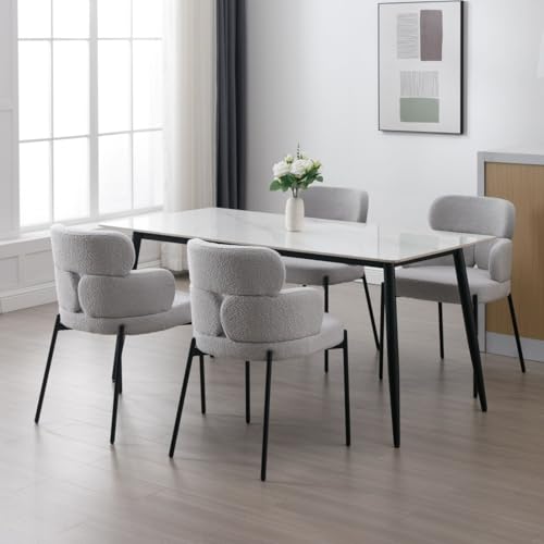 DAYALANE Esszimmerstühle 4er Set, Küchenstuhl Polsterstuhl mit Metallbeine aus Kunstfell, Gebogene Rückenlehne Wohnzimmerstuhl für Esszimmer Wohnzimmer Küche Schlafzimmer, Grau DAYALANE Esszimmerstühle 4er Set, Küchenstuhl Polsterstuhl mit Metallbeine aus Kunstfell, Gebogene Rückenlehne Wohnzimmerstuhl für Esszimmer Wohnzimmer Küche Schlafzimmer, Grau von DAYALANE