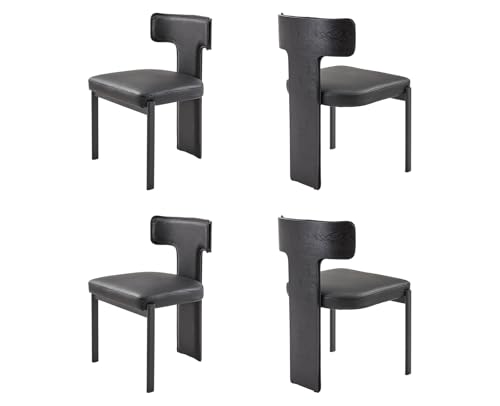 DAYALANE Esszimmerstühle 4er Set, Küchenstuhl Polsterstuhl mit Metallbeine aus PU Kunstleder, T-Förmige Gebogene Rückenlehne Wohnzimmerstuhl für Esszimmer Wohnzimmer Küche Schlafzimmer, Schwarz DAYALANE Esszimmerstühle 4er Set, Küchenstuhl Polsterstuhl mit Metallbeine aus PU Kunstleder, T-Förmige Gebogene Rückenlehne Wohnzimmerstuhl für Esszimmer Wohnzimmer Küche Schlafzimmer, Schwarz von DAYALANE