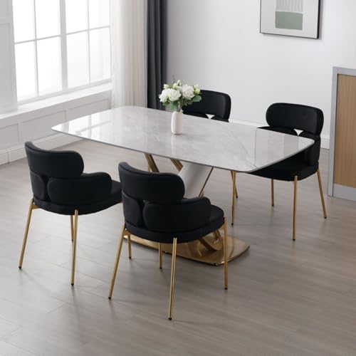DAYALANE Esszimmerstühle 4er Set, Küchenstuhl Polsterstuhl mit Metallbeine aus Samt, Gebogene Rückenlehne Wohnzimmerstuhl für Esszimmer Wohnzimmer Küche Schlafzimmer, Schwarz DAYALANE Esszimmerstühle 4er Set, Küchenstuhl Polsterstuhl mit Metallbeine aus Samt, Gebogene Rückenlehne Wohnzimmerstuhl für Esszimmer Wohnzimmer Küche Schlafzimmer, Schwarz von DAYALANE