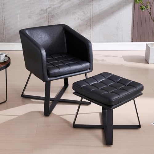 DAYALANE Loungesessel Sessel mit Hocker, Relaxsessel Ohrensessel Polsterstuhl mit Metallbeinen aus PU Kunstleder, Gepolsterter Fernsehsessel Lesesessel Einzelsofa für Schlafzimmer Wohnzimmer, Schwarz DAYALANE Loungesessel Sessel mit Hocker, Relaxsessel Ohrensessel Polsterstuhl mit Metallbeinen aus PU Kunstleder, Gepolsterter Fernsehsessel Lesesessel Einzelsofa für Schlafzimmer Wohnzimmer, Schwarz von DAYALANE