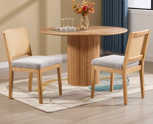 DAYALANE Modern Esszimmerstühle 2er Set mit Rattan Rückenlehne, Küchenstühle mit Holzbeinen aus Leinen, Polsterstuhl Essstühle mit für Esszimmer Wohnzimmer Küche Schlafzimmer, Grau DAYALANE Modern Esszimmerstühle 2er Set mit Rattan Rückenlehne, Küchenstühle mit Holzbeinen aus Leinen, Polsterstuhl Essstühle mit für Esszimmer Wohnzimmer Küche Schlafzimmer, Grau von DAYALANE