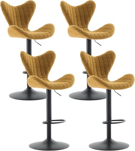 DAYALANE Moderne Barhocker 4er Set, Höhenverstellbar 360°Drehbar Barstühle Küchenstühle mit Stepp-Rückenlehne aus Chenille, Bar Stool für Theke Küche Bistro Café Esszimmer Wohnzimmer, Gelb von DAYALANE