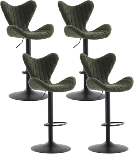 DAYALANE Moderne Barhocker 4er Set, Höhenverstellbar 360°Drehbar Barstühle Küchenstühle mit Stepp-Rückenlehne aus Chenille, Bar Stool für Theke Küche Bistro Café Esszimmer Wohnzimmer, Grün von DAYALANE