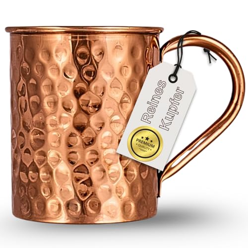 DAYASA Kupferbecher | einzigartige Designs - 470 ml Becher für energetisiertes Wasser | lebensmittelecht (Modell Velvet, gehämmert) von DAYASA