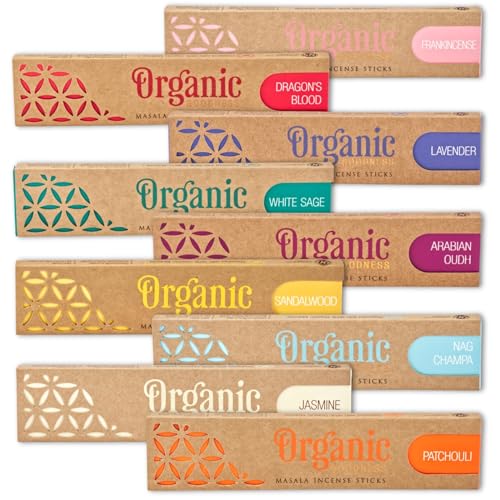 Organic Masala Agarbatti Räucherstäbchen-Set - 9 Düfte von Song of India, natürliche Zutaten (9er Set) von DAYASA
