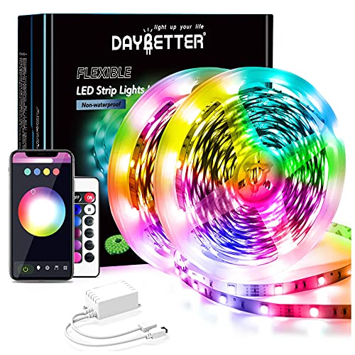 DAYBETTER LED Strip 30M(2X15M), 5050 RGB LED Streifen Bluetooth App-Steuerung LED Lichterkette Musik-Sync mit Fernbedienung für Schlafzimmer, Küche, Wohnzimmer und TV von DAYBETTER