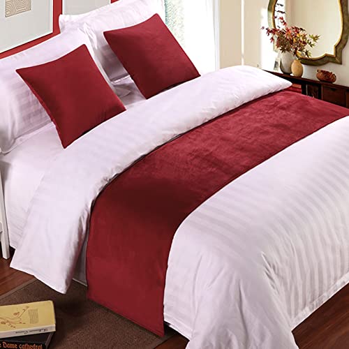 Bettläufer, Doppelbett, weicher Samtdekor, Bettbezug, rot, Luxus-Tagesdecke, Bettläufer für Fußbett, Schal, Bettendtuch für Hotel, Schlafzimmer, Hochzeitszimmer, 210 x 50 cm von DAYDAY helper