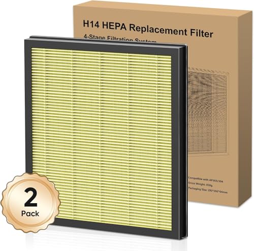 DAYETTE 2 Pack H14 Ersatzfilter Kompatibel AP303/AP304 Luftreiniger, 4-in-1 H14 Grade True HEPA High-Efficiency Activated Carbon für Haustiere von DAYETTE