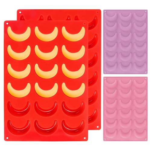 Vanillekipferl Form Silikonform 3 Stücke 18 Mulden Antihaft Form Mondform Silikon Vanillekipferl Plätzchenform Pralinenform Vanillekipferl für Pralinen Kekse Süßigkeiten Kuchen von DAYIsjz
