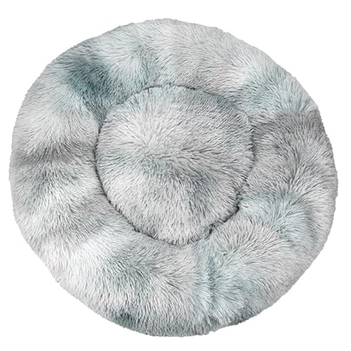 Katzenbetten für Hauskatzen, Beruhigendes Hundebett aus Plüsch in Donutform, Waschbar, Langes Plüsch-Donutkissen mit Rutschfester Unterseite,LightGray-60CM von DAYKETNE