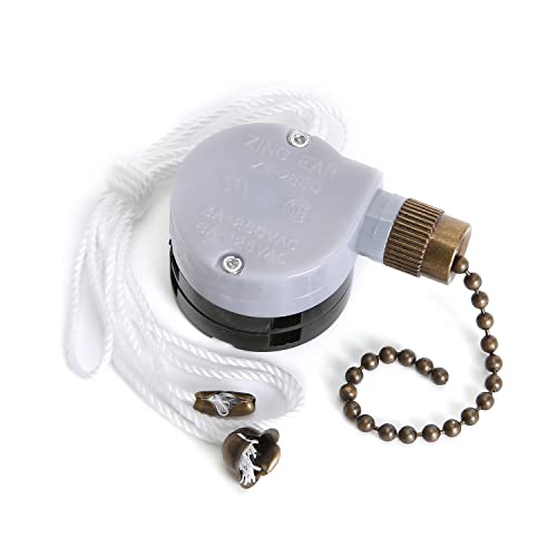 Deckenventilator Schalter Zing Ear ZE-208D 3 Gang 5-8 Draht Zugkette Schalter Geschwindigkeitsregler Schalter mit Zugschnur, Bronze von DAYONE