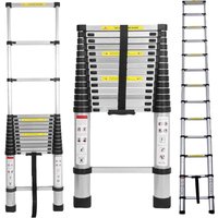 Dayplus - 14.4FT Alu-Teleskopleiter Aluminium Klappleiter Rutschfester Sicher Aluleiter Mehrzweckleiter Stehleiter Ausziehleiter Tragbar Leichte von DAYPLUS