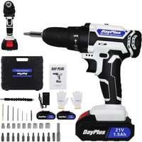 Dayplus - 21 Volt Bohrer 2-Geschwindigkeits-elektrischer Akku-Bohrer/Treiber mit Bits Set 2X Batterie von DAYPLUS