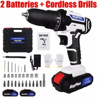 Dayplus - 21V Akku-Bohrer-Set Power Drill Driver 3/8' Bohrer mit 2X Akku-Schnellladegerät von DAYPLUS