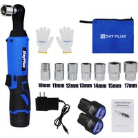 Dayplus - 3/8'' Akku Ratsche Rechteck Winkel Schraubenschlüssel Schlag Power Tool 2X Batterie & 7X Steckdose von DAYPLUS