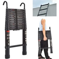 Dayplus - 3,8M/12.5FT Aluminium-Teleskopleiter Leichte, strapazierfähige hohe Stehleiter 150kg/330lbs Tragfähigkeit Anti-Rutsch-Sicherheitsleiter von DAYPLUS