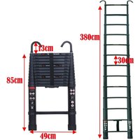 Dayplus - 3,8M/12.5FT Aluminium-Teleskopleiter Leichte, strapazierfähige hohe Stehleiter 150kg/330lbs Tragfähigkeit Anti-Rutsch-Sicherheitsleiter von DAYPLUS