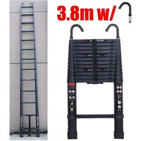 3,8m Teleskopleiter Mehrzweckleiter mit Abnehmbarem Haken Alu-Klappleiter Rutschfester Ausziehbare Robust Stehleiter 150 kg/330 Pfund Belastbarkeitr 3,8m Teleskopleiter Mehrzweckleiter mit Abnehmbarem Haken Alu-Klappleiter Rutschfester Ausziehbare Robust Stehleiter 150 kg/330 Pfund Belastbarkeitr von DAYPLUS