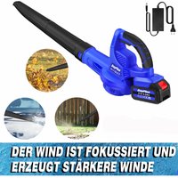Akku Laubbläser Elektrisch mit 21 v Blasluftstrom + 4.0 Ah Li-Ion Akku Ladegerät von DAYPLUS