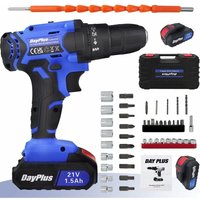 Akkuschrauber 21V Akku Bohrmaschine, 26 pcs Akkuschrauber Set mit 2X Akku Bohrschrauber, 45Nm ,LED-Licht und Koffer von DAY PLUS