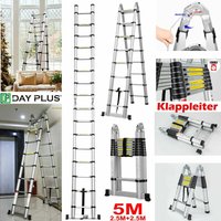 Alu Teleskopleiter Ausziehbar 5.0m Höhe Telescopic Ladder 150kg Stabil Profi Neu von DAYPLUS