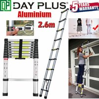Dayplus - Alu Teleskopleiter Ausziehbar Höhe Telescopic Ladder 150kg Stabil Profi Leitern 8.5ft von DAYPLUS