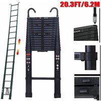Dayplus - Ausziehbar 6.2m 20.3FT Leitern Aluleiter Teleskopleiter Mit 2X Abnehmbarem Haken von DAYPLUS