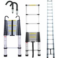 Dayplus - 6,2M Teleskopleiter mit Haken, Aluminium Ausziehleiter Rutschfester Klappleiter Mehrzweckleiter aus Hochwertiges Aluminium mit von DAYPLUS