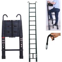 Dayplus - 3,8M Teleskopleiter mit Haken, Aluminium Ausziehleiter Rutschfester Klappleiter Mehrzweckleiter aus Hochwertiges Aluminium mit von DAYPLUS