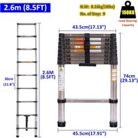 Dayplus - 8.5FT Teleskopleiter Professionelle 2,6 m Edelstahl-Teleskop-Auszugsleiter Leichte zusammenklappbare Leiter Tragbare kompakte Klappleiter von DAYPLUS