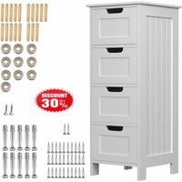 Dayplus - Badezimmerschrank Kommode Badschrank schmaler aus mdf mit 4 Schubladen Weiß 2023 von DAYPLUS