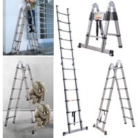 Dayplus - Profi Teleskopleiter Treppenleiter Anlegeleiter Mehrzweckleiter 3.8M (1.9M+1.9M) von DAYPLUS