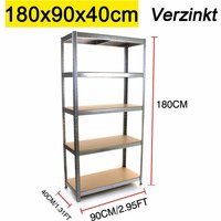 Schwerlastregal Steckregal 5 Etagen Garage Regal Gewächshaus Utility Aufbewahrung Zuhause Rack 1800 x 900 x 400mm - Verzinkt von DAYPLUS