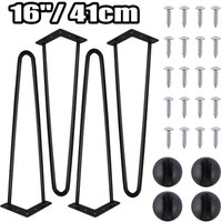 Dayplus - Tischbeine 4er-Set Hairpin Leg Haarnadelbeine Schwarz Tischgestell Stahl 41cm von DAYPLUS