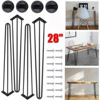 Tischbeine 4er-Set Hairpin Leg Haarnadelbeine Schwarz Tischgestell Stahl 71cm von DAYPLUS
