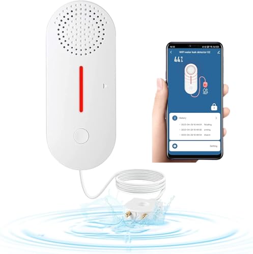 DAYTECH TUYA WiFi Smart Wassermelder Leck Detektor Sumpfpumpe Alarm Level Sensor 2 in 1 Detektor, 100dB einstellbare Lautstärke Kontrolle Flut Alarm für Keller (nur unterstützt 2.4GHz Wi-Fi), 1 Pack von DAYTEE