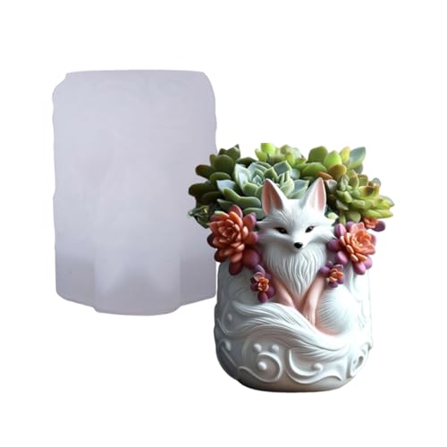 Blumentopf Silikonform, Fuchsform Silikon Pflanzentopf Beton Gießform, Beton Formen Handgemachte Epoxidharz Silikonform, Sukkulenten Vase Pflanzgefäße Formen Stifthalter Handwerk von DAYnagh