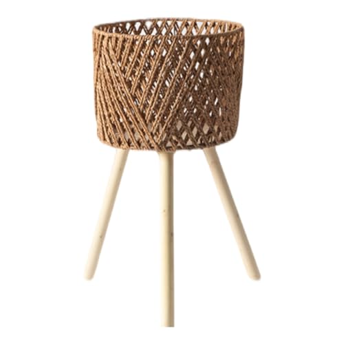 DAYnagh Pflanzenständer mit Holzbein, Blumentöpfe, Aufbewahrungsregal, handgewebte Blumenkörbe, dekoratives Regal für Sukkulenten, Pflanzenständer DAYnagh Pflanzenständer mit Holzbein, Blumentöpfe, Aufbewahrungsregal, handgewebte Blumenkörbe, dekoratives Regal für Sukkulenten, Pflanzenständer von DAYnagh