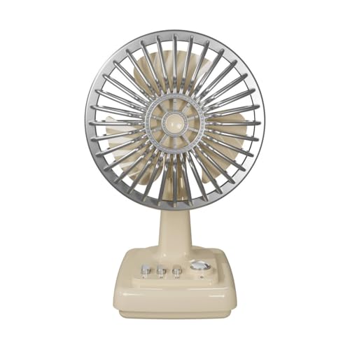 DAYnagh Retro-Schreibtischventilator mit reibungslosem Prozess, 3 Geschwindigkeitsmodi, USB-Aufladung, Miniatur-Legierung, Desktop-Kühlventilator, Miniatur-Retro-Büro von DAYnagh