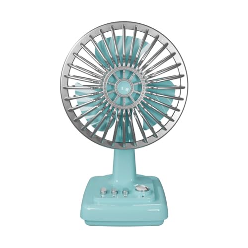 DAYnagh Retro-Schreibtischventilator mit reibungslosem Prozess, 3 Geschwindigkeitsmodi, USB-Aufladung, Miniatur-Legierung, Desktop-Kühlventilator, Miniatur-Retro-Büro von DAYnagh