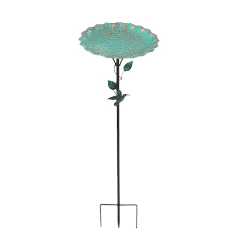 DAYnagh Vogeltränke Stehend Φ 26 X 82 cm Rostfrei Robust Langlebig Vogelbad Garten Metall Vintage Vogeltränke Futter Metal Bird Bath for Outside Groß Frostsicher Winterfest Vogeltränke von DAYnagh