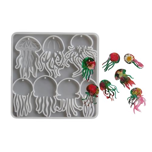 Wiederverwendbare Quallenförmige Schmuck-Anhängerform mit leicht zu lösendem Design für Anfänger und professionelle Designer, stabile Silikonform für Tonhandwerk Wiederverwendbare Quallenförmige Schmuck-Anhängerform mit leicht zu lösendem Design für Anfänger und professionelle Designer, stabile Silikonform für Tonhandwerk von DAYnagh
