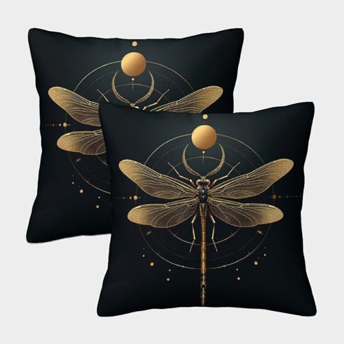 DAZBDEOCK Bunte Libelle Quadratische Kissenbezüge Im 2er-Set, Ideal Für Living Room Accent Und Outdoor Leisure, Leicht Zu Reinigen 50x50cm von DAZBDEOCK