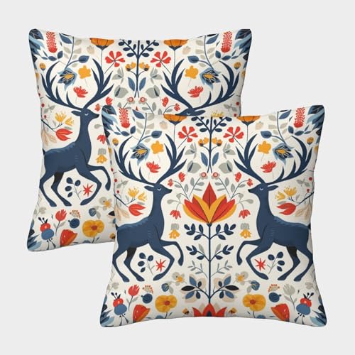 DAZBDEOCK Hirsch Kissen Bezug 2er Set Kissenbezug Couchkissen für Couch Sofa Schlafzimmer Wohnzimmer Zuhause 50x50cm von DAZBDEOCK