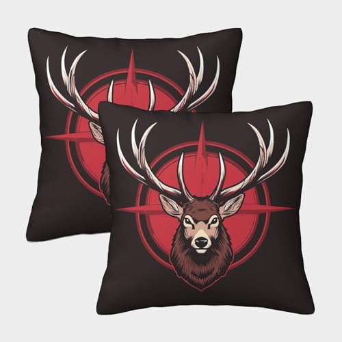 DAZBDEOCK Hirsch Kissen Bezug 2er Set Kissenbezug Dekokissen für Sofa Schlafzimmer Wohnzimmer Balkon 40x40cm von DAZBDEOCK