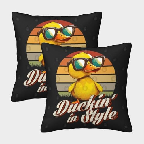 DAZBDEOCK Kleine gelbe Ente Quadratische Kissenbezüge Im 2er-Set, Geeignet Für Bedroom Comfort Und Outdoor Leisure, Leicht Zu Reinigen 40x40cm von DAZBDEOCK