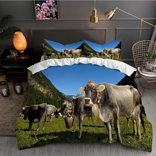 DAZIBY Bettwäsche 200x220 Blaue Kuh 3D Druck Bettwäsche-Set 110g/㎡ Musselin Bettwäsche Microfaser Bettbezug 200x220 + 2 Kissenbezug 80x80 für Kinder Erwachsene Deko Schlafzimmer DAZIBY Bettwäsche 200x220 Blaue Kuh 3D Druck Bettwäsche-Set 110g/㎡ Musselin Bettwäsche Microfaser Bettbezug 200x220 + 2 Kissenbezug 80x80 für Kinder Erwachsene Deko Schlafzimmer von DAZIBY