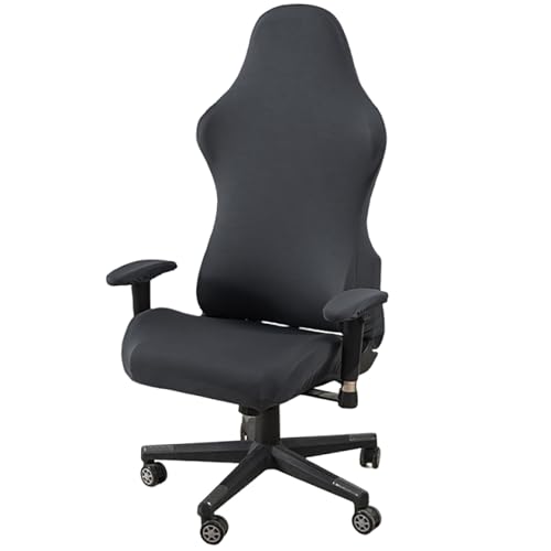 4 Stück Stretch-Polyester-Gaming-Stuhlbezüge, Ergonomischer Bürostuhlbezug mit Armlehne, Kratzfester, Wasserdichter, Weicher Universal-Computerstuhlschutz(Dark Gray,One Size) von DAZSIAZ