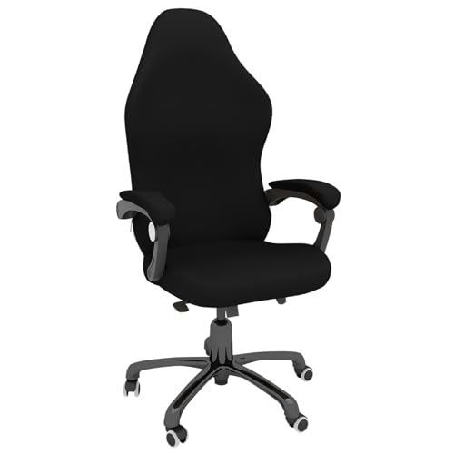 4-teilige Gaming-Stuhl-Bezüge, Stretch-Stuhlbezug mit Armlehne, Kratzfester, Dehnbarer und Wasserdichter Büro-Sitzbezug, Universell Passend für Computer-Gamer-Stühle(Black,L) von DAZSIAZ
